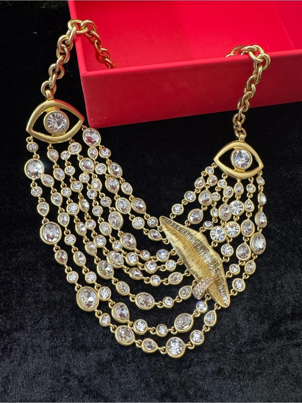 Schiaparelli inspired Surrealist Face anatomy - Crystal Multi-Strand Necklace